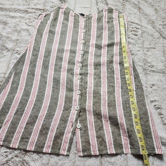 Size L Mini dress Spaghetti straps Linen blend Green white FOREVER 21 #79 - Picture 10 of 15